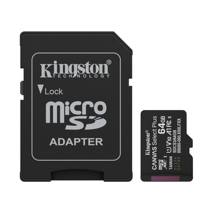 Kingston CANVAS Select Plus microSDXC, 150MB/s A1 Card + Adapter